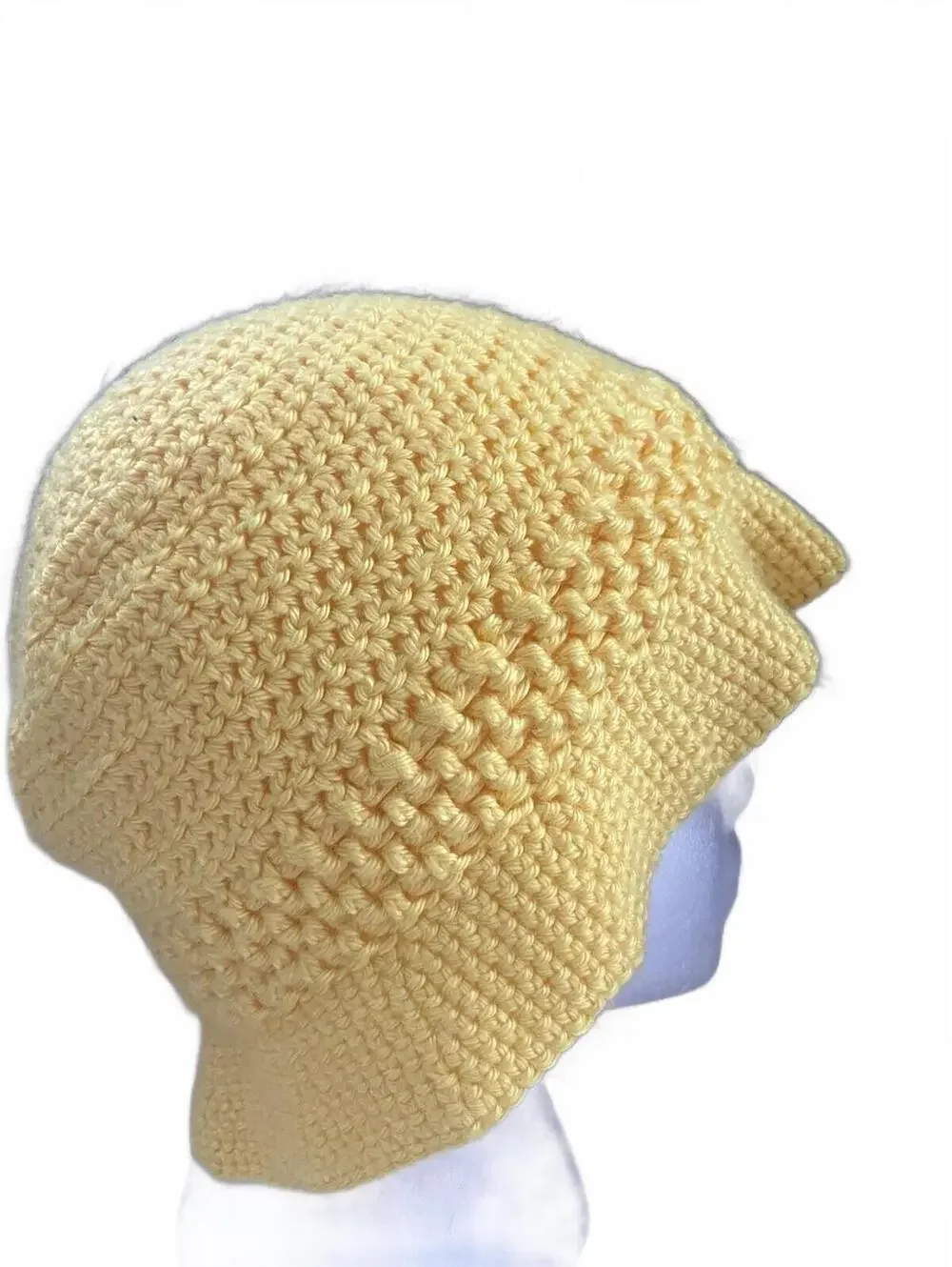 Handmade Crocheted Bright Yellow Bucket Sun Hat Boho Festival 40s Gatsby Summer